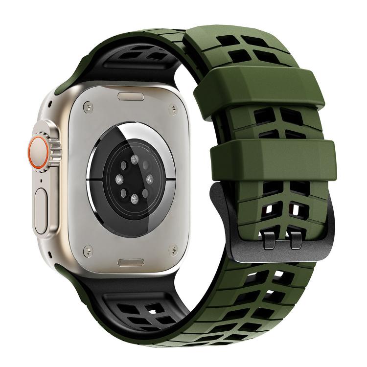 For Apple Watch 49mm / 46mm / 45mm / 44mm Double Holes Two Color Tire Texture Silicone Watch Band