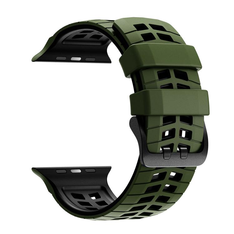 For Apple Watch 49mm / 46mm / 45mm / 44mm Double Holes Two Color Tire Texture Silicone Watch Band