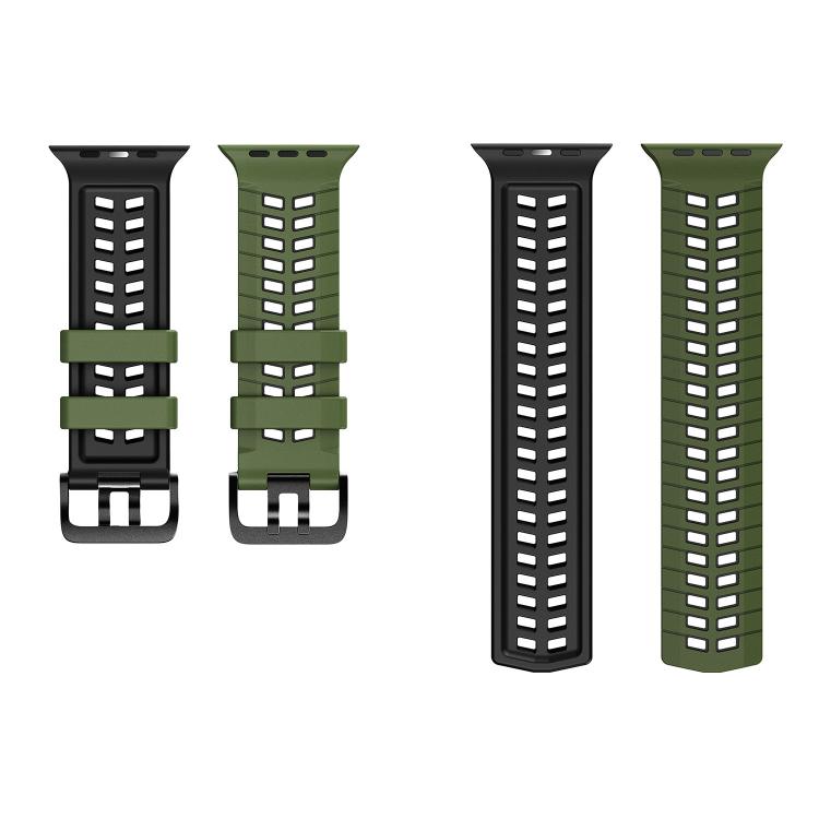 For Apple Watch 49mm / 46mm / 45mm / 44mm Double Holes Two Color Tire Texture Silicone Watch Band