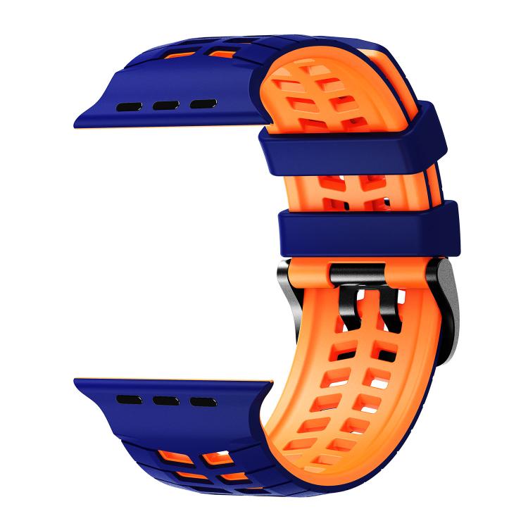 For Apple Watch 49mm / 46mm / 45mm / 44mm Double Holes Two Color Tire Texture Silicone Watch Band