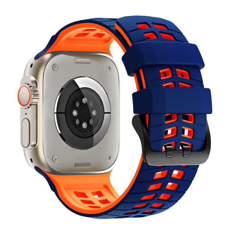 For Apple Watch 49mm / 46mm / 45mm / 44mm Double Holes Two Color Tire Texture Silicone Watch Band