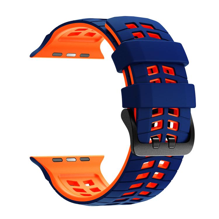 For Apple Watch 49mm / 46mm / 45mm / 44mm Double Holes Two Color Tire Texture Silicone Watch Band
