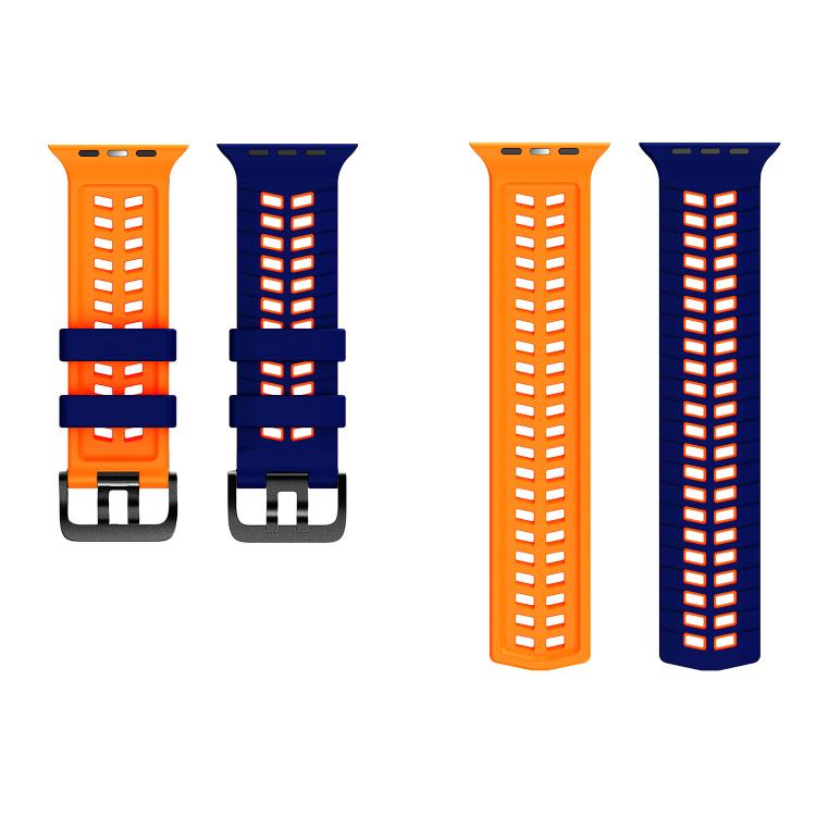 For Apple Watch 49mm / 46mm / 45mm / 44mm Double Holes Two Color Tire Texture Silicone Watch Band