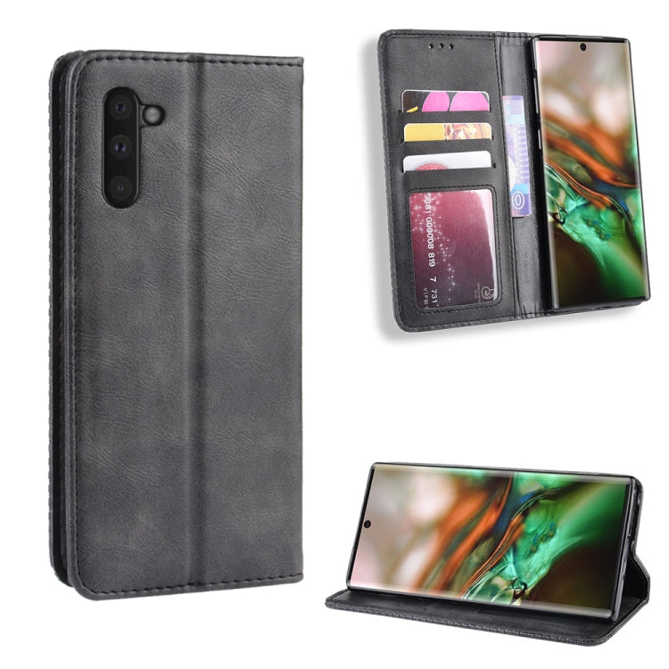 Magnetic Buckle Retro Crazy Horse Texture Horizontal Flip Leather Case for Galaxy Note 10 , with Holder & Card Slots & Photo Frame