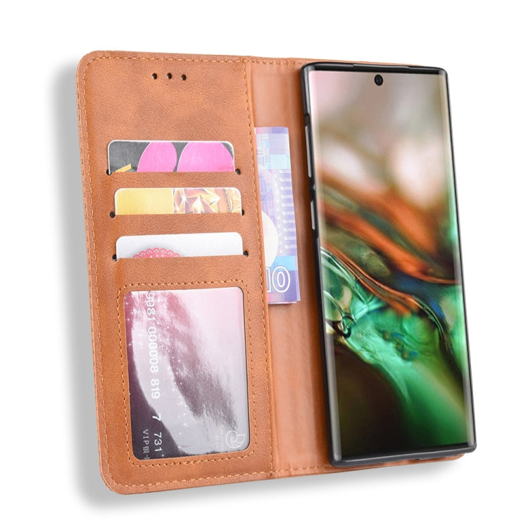 Magnetic Buckle Retro Crazy Horse Texture Horizontal Flip Leather Case for Galaxy Note 10 , with Holder & Card Slots & Photo Frame