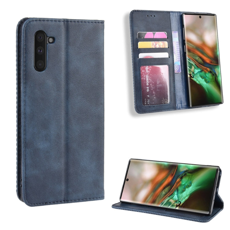 Magnetic Buckle Retro Crazy Horse Texture Horizontal Flip Leather Case for Galaxy Note 10 , with Holder & Card Slots & Photo Frame