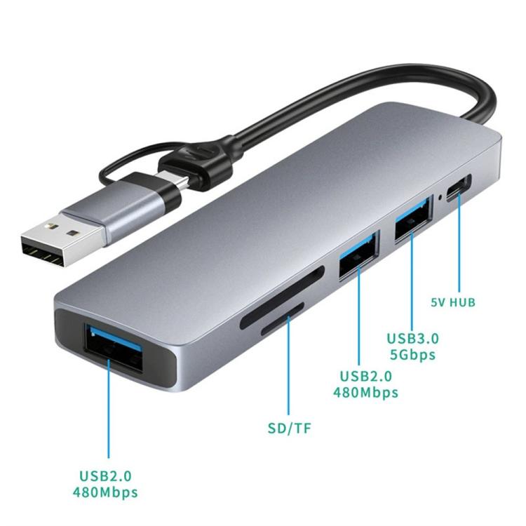 HC-13FL Multi-port Docking Station Type-C / USB-A to USB 3.0 / 2.0, SD TF Card Reader
