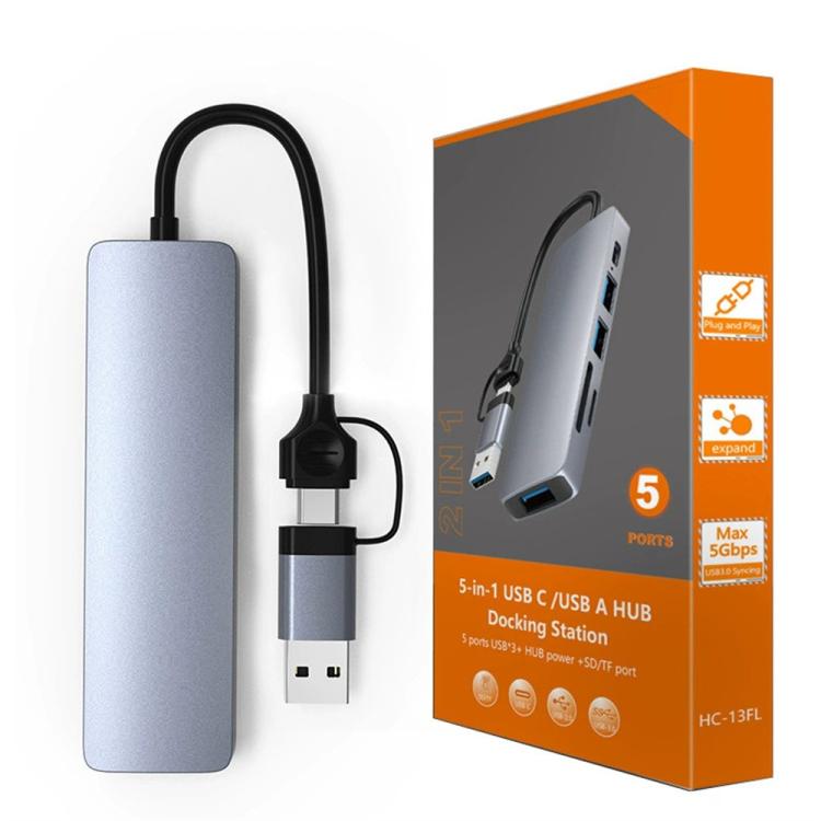 HC-13FL Multi-port Docking Station Type-C / USB-A to USB 3.0 / 2.0, SD TF Card Reader