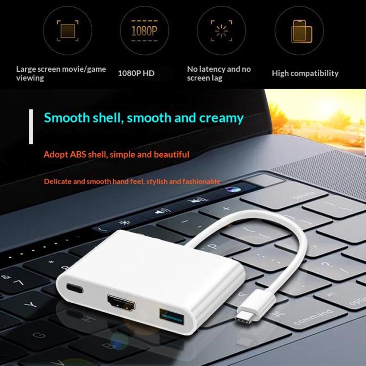 HC-04D 5 in 1 Docking Station Type-C to 4K HD USB3.0 / 2.0 Splitter Adapter USB-C Hub