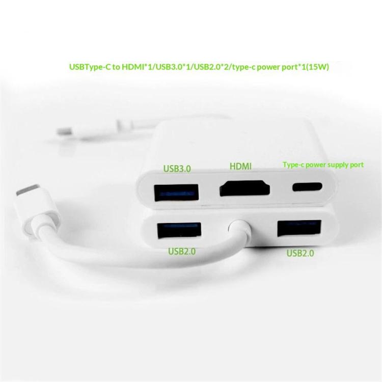 HC-04D 5 in 1 Docking Station Type-C to 4K HD USB3.0 / 2.0 Splitter Adapter USB-C Hub