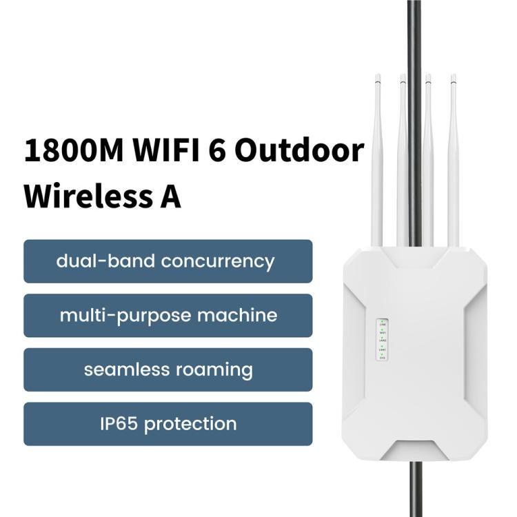 HW1800S WiFi 6 Outdoor Wireless Access Point 1800Mbps Waterproof  Dual Band Gigabit Router, Plug:AU Plug