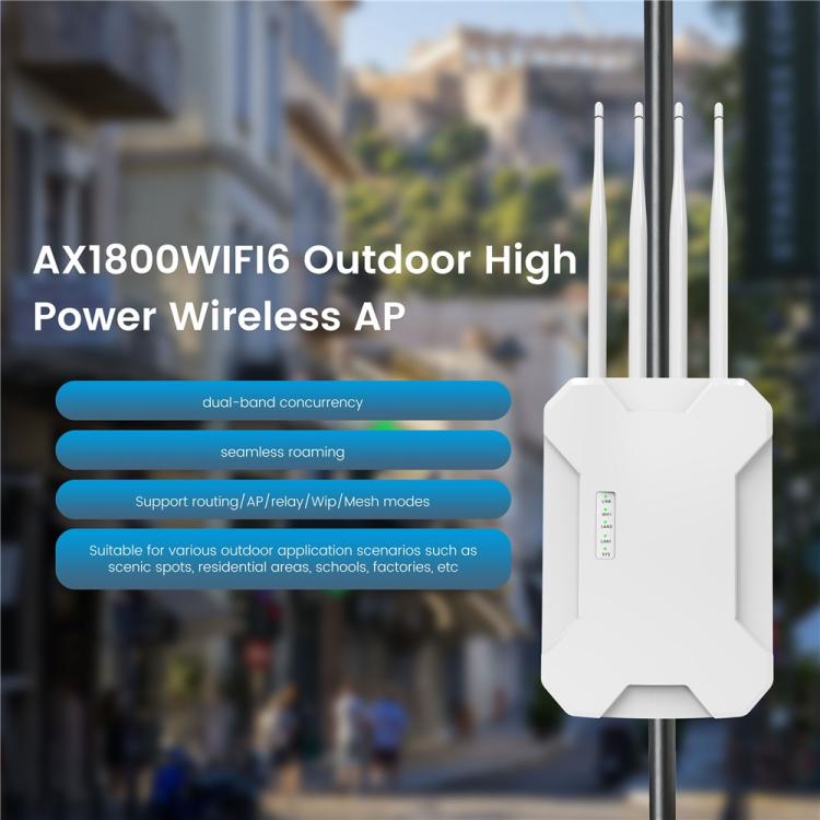 HW1800S WiFi 6 Outdoor Wireless Access Point 1800Mbps Waterproof  Dual Band Gigabit Router, Plug:UK Plug