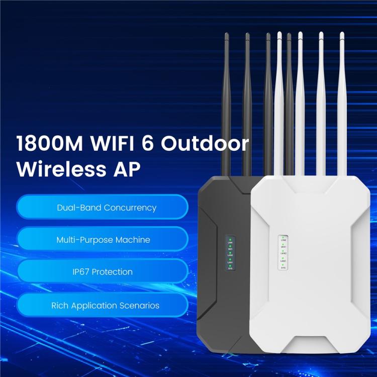 HW1800S WiFi 6 Outdoor Wireless Access Point 1800Mbps Waterproof  Dual Band Gigabit Router, Plug:EU Plug