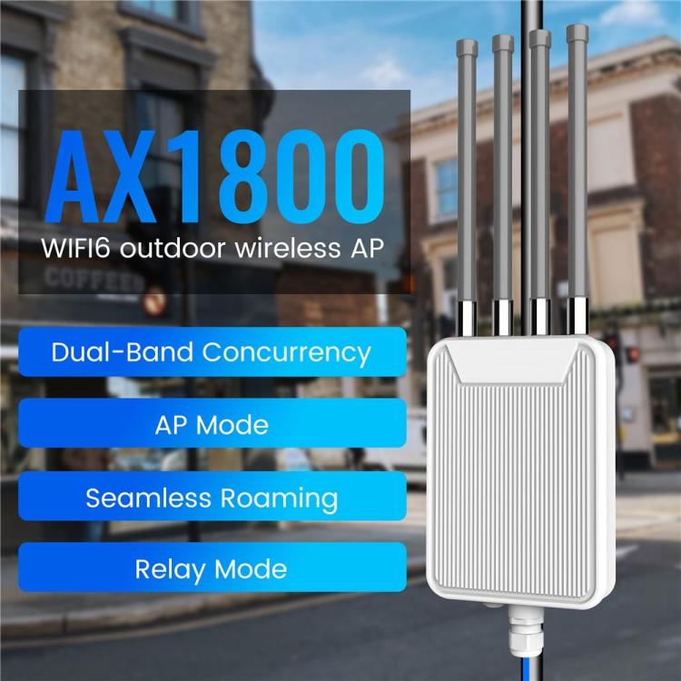 HW1800M 2.4 / 5.8G Dual Band Modem Outdoor Waterproof AX1800 WiFi 6 Wireless AP Router, Plug:EU Plug