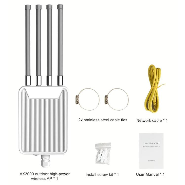 HW3000M AX3000 Outdoor Wireless AP WiFi 6 Dual Band WiFi Router 3000Mbps High Power Modem, Plug:EU Plug