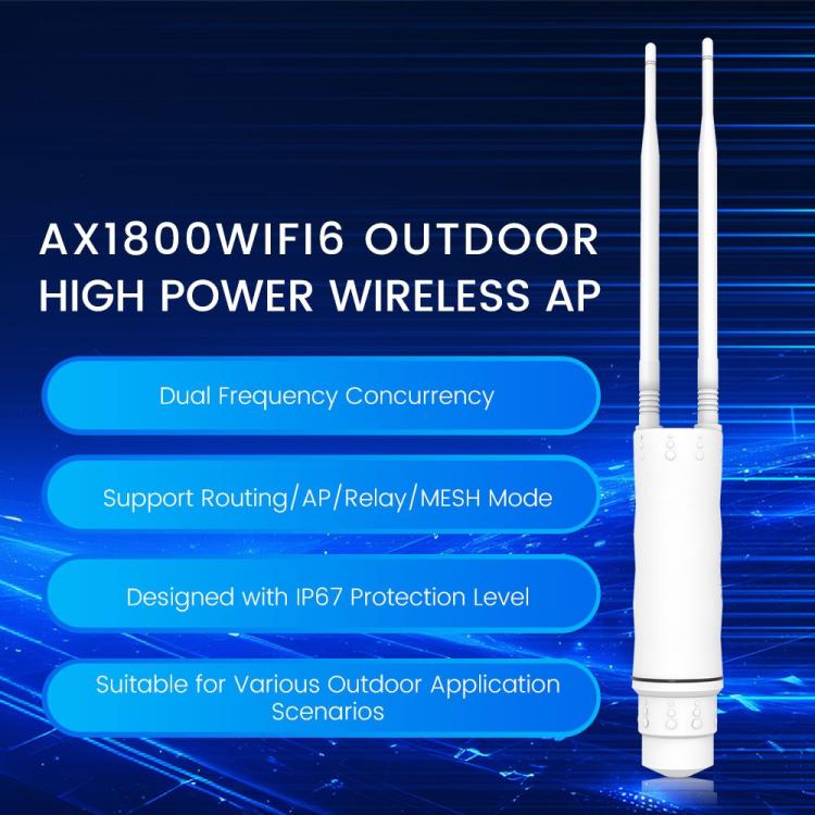 HW1800Y IP67 Waterproof Outdoor AP Repeater WiFi 6 AX1800 2.4 / 5.8G Dual Band MESH Router, Plug:AU Plug