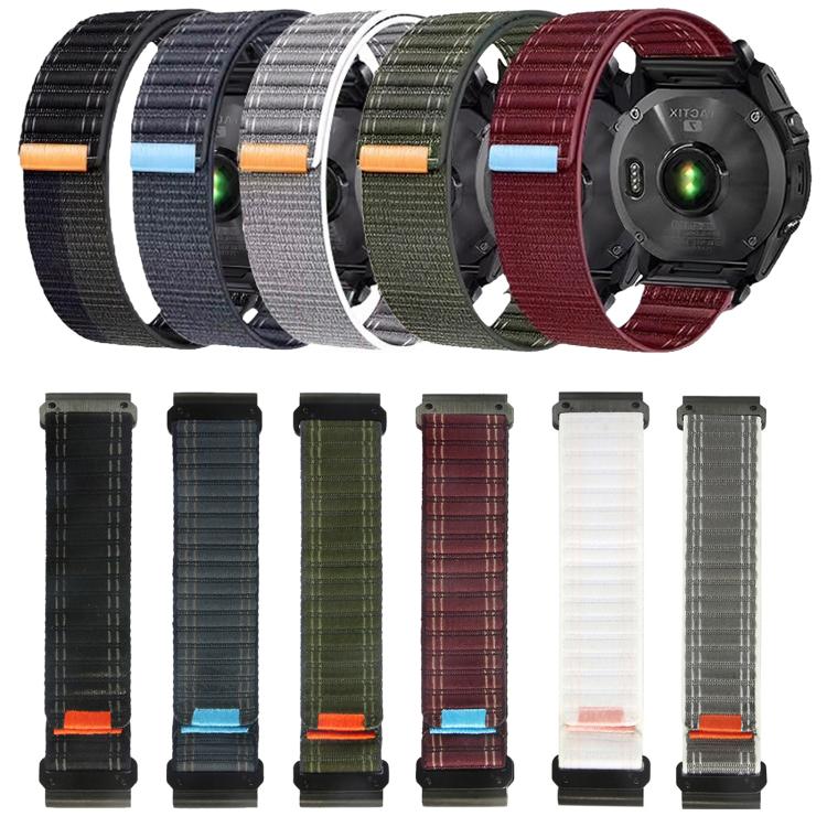 For Garmin 22mm Wave Texture Nylon Hook and Loop Fastener Quick Release Watch Band