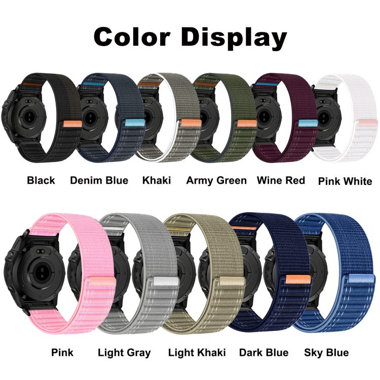 For Garmin 22mm Wave Texture Nylon Hook and Loop Fastener Quick Release Watch Band