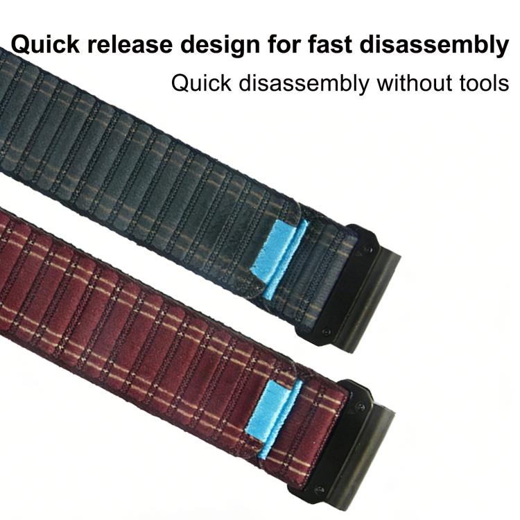 For Garmin 22mm Wave Texture Nylon Hook and Loop Fastener Quick Release Watch Band