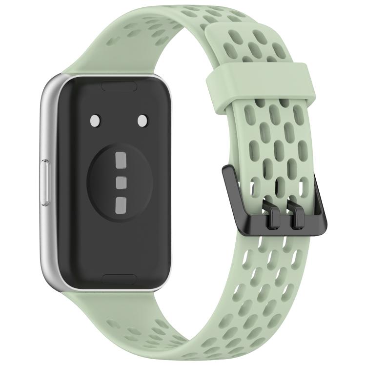 For Huawei Band 11 / Band 11 Pro Perforated U-Shaped Dual Buckle Breathable Silicone Watch Band