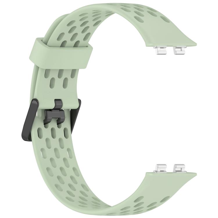 For Huawei Band 11 / Band 11 Pro Perforated U-Shaped Dual Buckle Breathable Silicone Watch Band