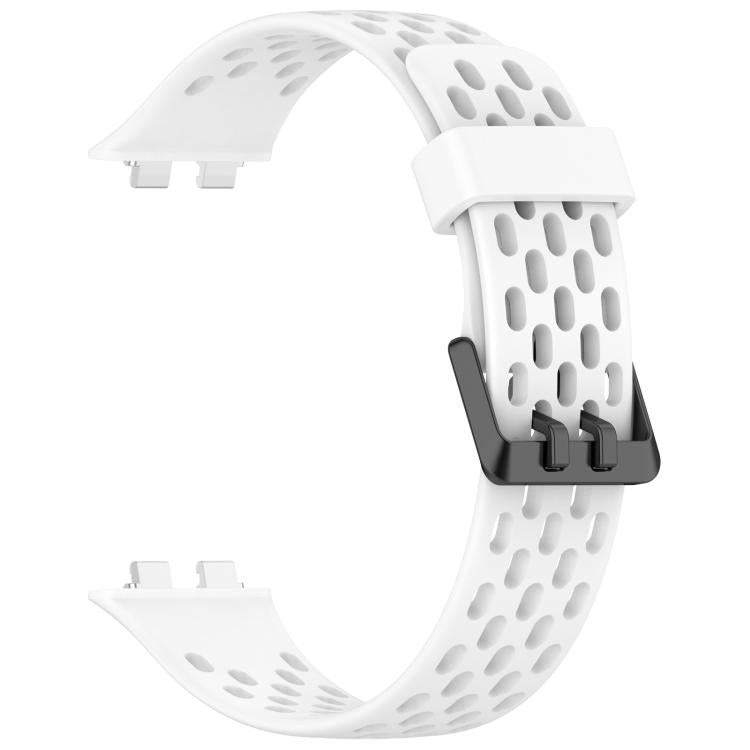 For Huawei Band 11 / Band 11 Pro Perforated U-Shaped Dual Buckle Breathable Silicone Watch Band
