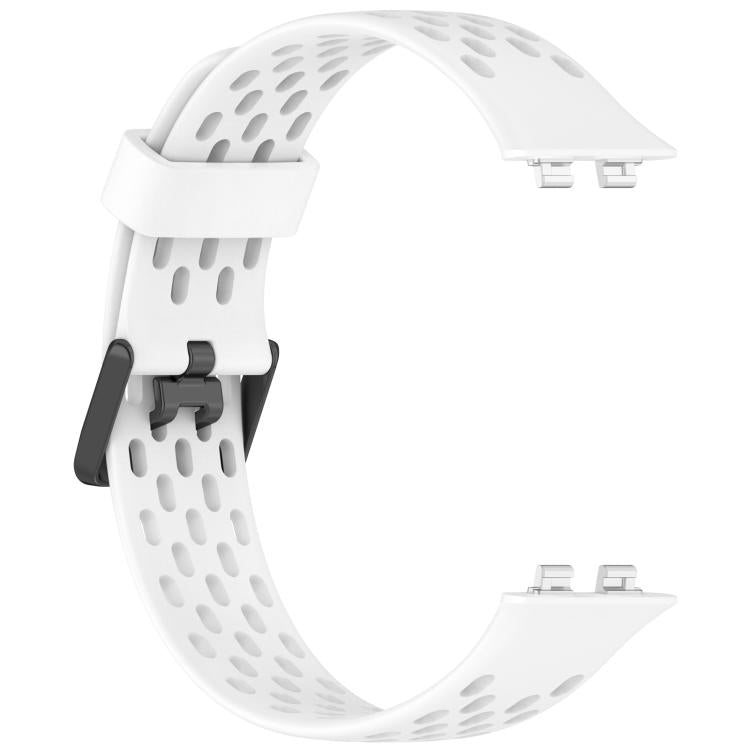 For Huawei Band 11 / Band 11 Pro Perforated U-Shaped Dual Buckle Breathable Silicone Watch Band