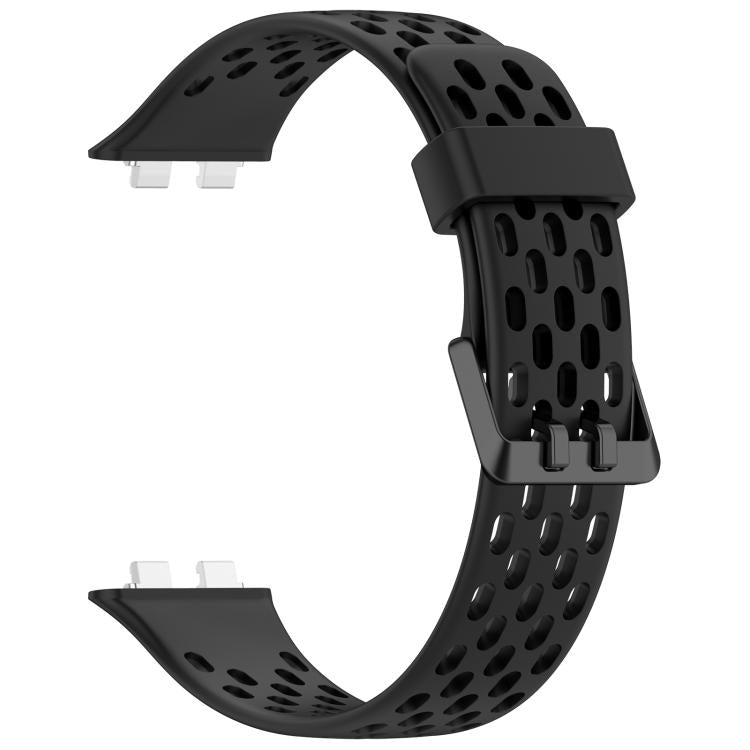 For Huawei Band 11 / Band 11 Pro Perforated U-Shaped Dual Buckle Breathable Silicone Watch Band