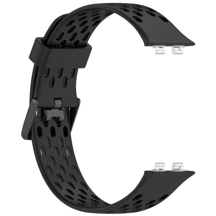 For Huawei Band 11 / Band 11 Pro Perforated U-Shaped Dual Buckle Breathable Silicone Watch Band