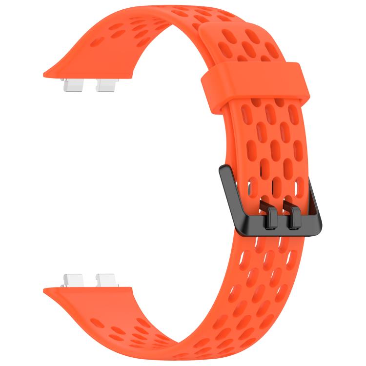For Huawei Band 11 / Band 11 Pro Perforated U-Shaped Dual Buckle Breathable Silicone Watch Band