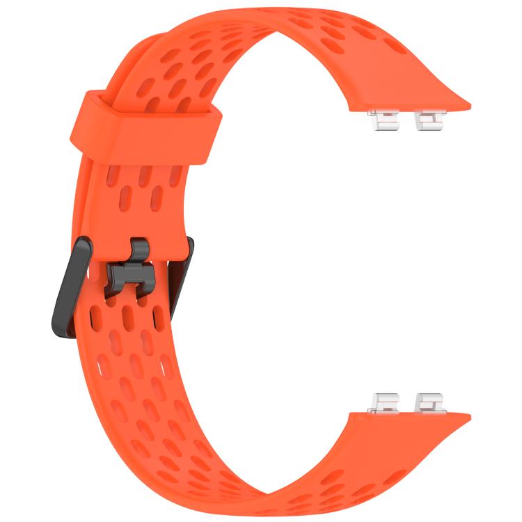 For Huawei Band 11 / Band 11 Pro Perforated U-Shaped Dual Buckle Breathable Silicone Watch Band