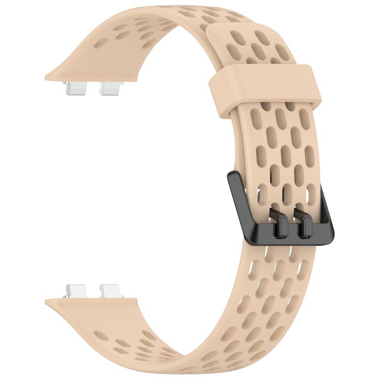 For Huawei Band 11 / Band 11 Pro Perforated U-Shaped Dual Buckle Breathable Silicone Watch Band