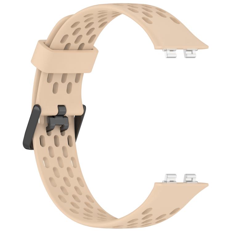 For Huawei Band 11 / Band 11 Pro Perforated U-Shaped Dual Buckle Breathable Silicone Watch Band