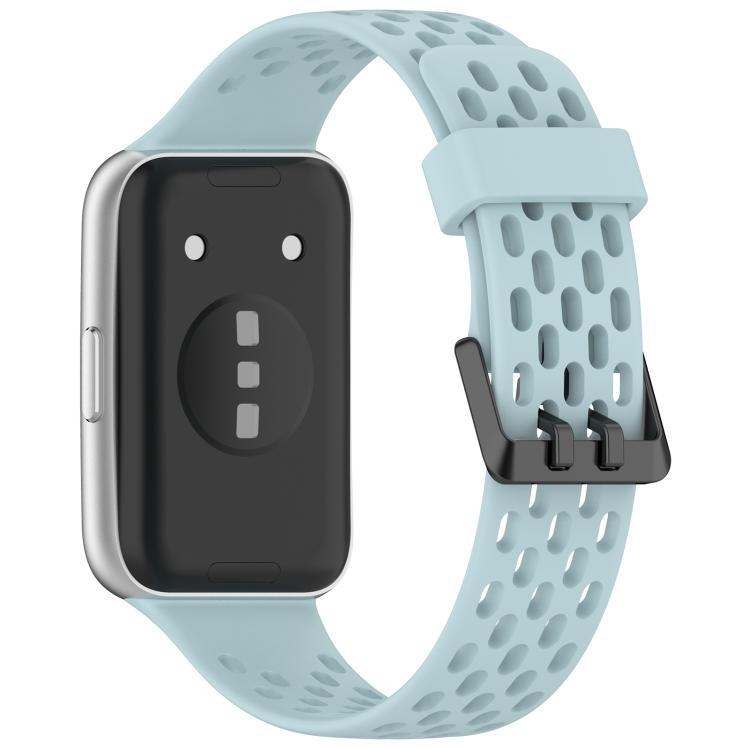 For Huawei Band 11 / Band 11 Pro Perforated U-Shaped Dual Buckle Breathable Silicone Watch Band