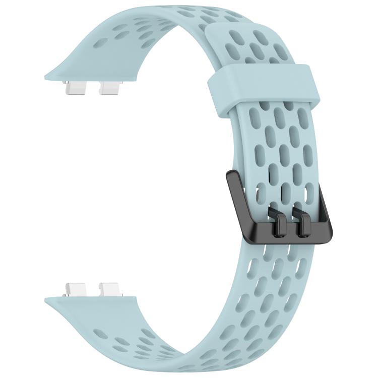 For Huawei Band 11 / Band 11 Pro Perforated U-Shaped Dual Buckle Breathable Silicone Watch Band