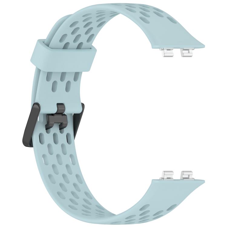 For Huawei Band 11 / Band 11 Pro Perforated U-Shaped Dual Buckle Breathable Silicone Watch Band