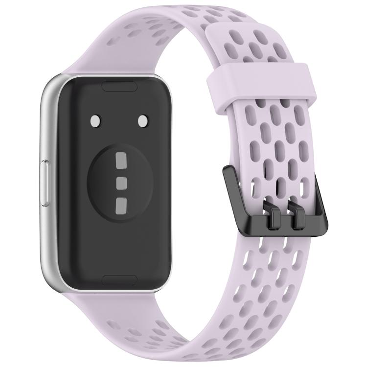 For Huawei Band 11 / Band 11 Pro Perforated U-Shaped Dual Buckle Breathable Silicone Watch Band