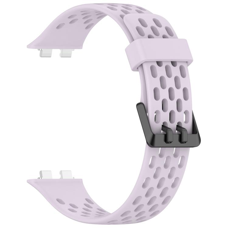 For Huawei Band 11 / Band 11 Pro Perforated U-Shaped Dual Buckle Breathable Silicone Watch Band
