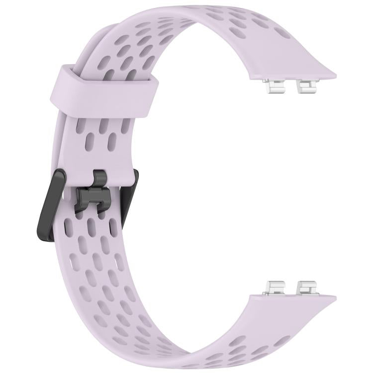 For Huawei Band 11 / Band 11 Pro Perforated U-Shaped Dual Buckle Breathable Silicone Watch Band