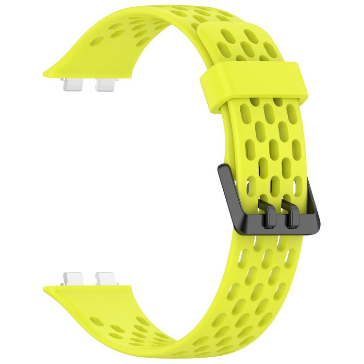 For Huawei Band 11 / Band 11 Pro Perforated U-Shaped Dual Buckle Breathable Silicone Watch Band