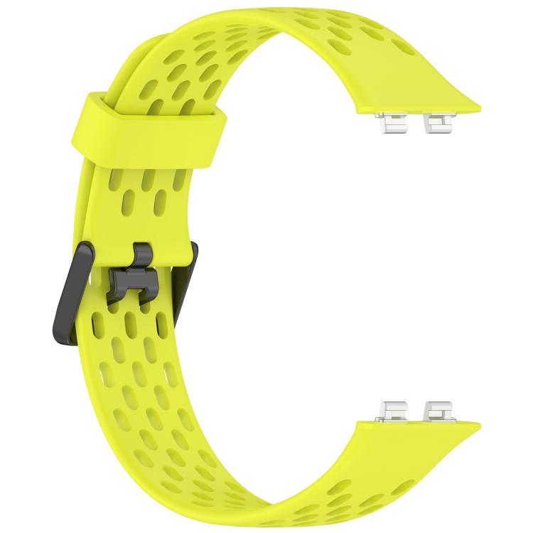For Huawei Band 11 / Band 11 Pro Perforated U-Shaped Dual Buckle Breathable Silicone Watch Band