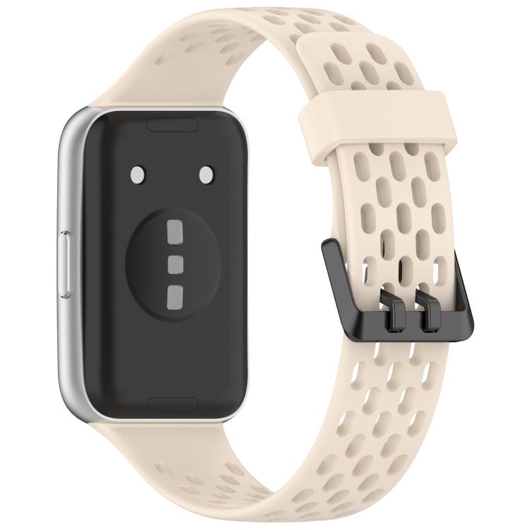 For Huawei Band 11 / Band 11 Pro Perforated U-Shaped Dual Buckle Breathable Silicone Watch Band