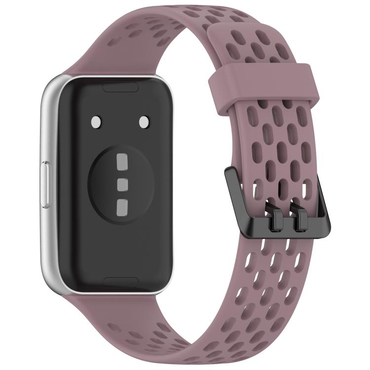 For Huawei Band 11 / Band 11 Pro Perforated U-Shaped Dual Buckle Breathable Silicone Watch Band