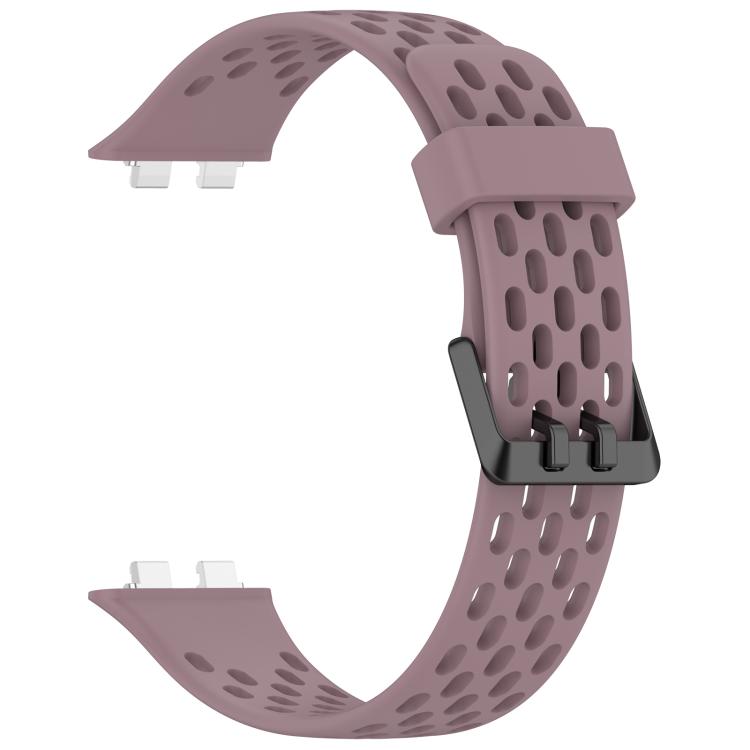 For Huawei Band 11 / Band 11 Pro Perforated U-Shaped Dual Buckle Breathable Silicone Watch Band