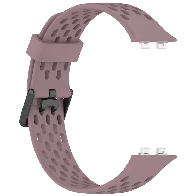 For Huawei Band 11 / Band 11 Pro Perforated U-Shaped Dual Buckle Breathable Silicone Watch Band