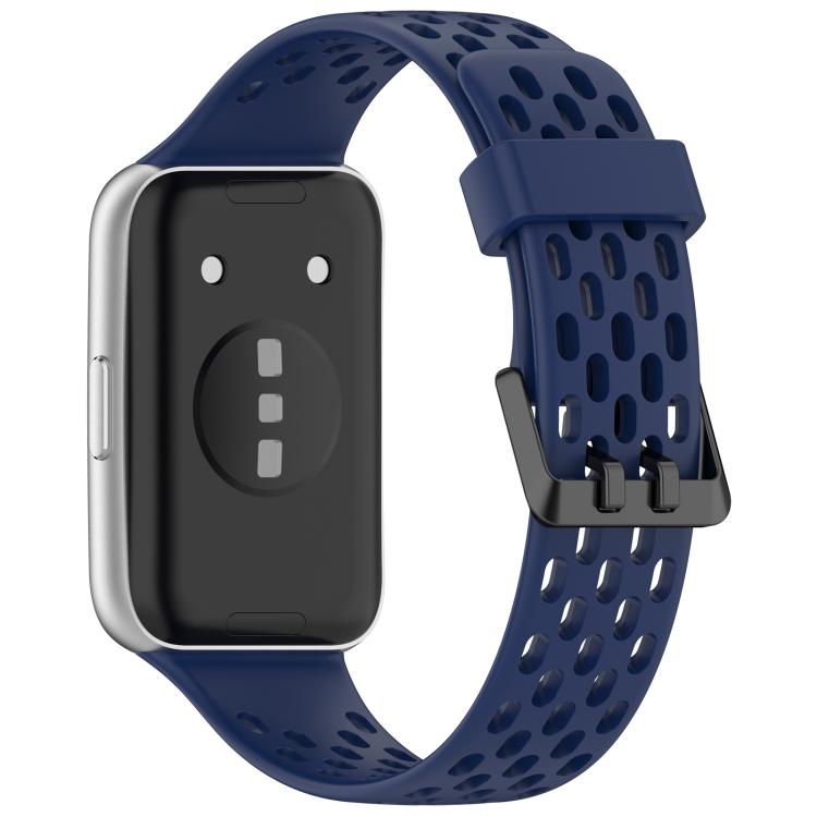 For Huawei Band 11 / Band 11 Pro Perforated U-Shaped Dual Buckle Breathable Silicone Watch Band