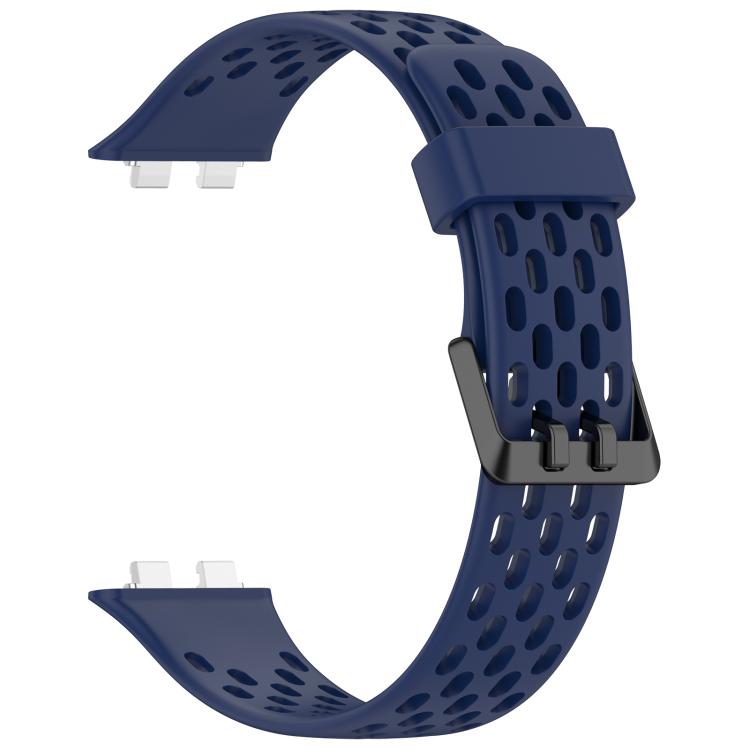 For Huawei Band 11 / Band 11 Pro Perforated U-Shaped Dual Buckle Breathable Silicone Watch Band