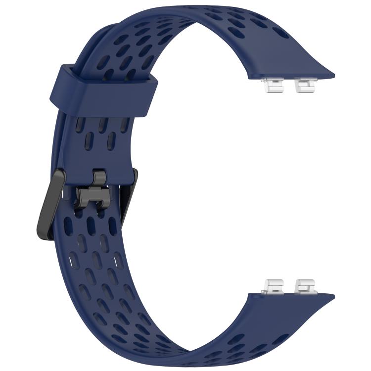 For Huawei Band 11 / Band 11 Pro Perforated U-Shaped Dual Buckle Breathable Silicone Watch Band