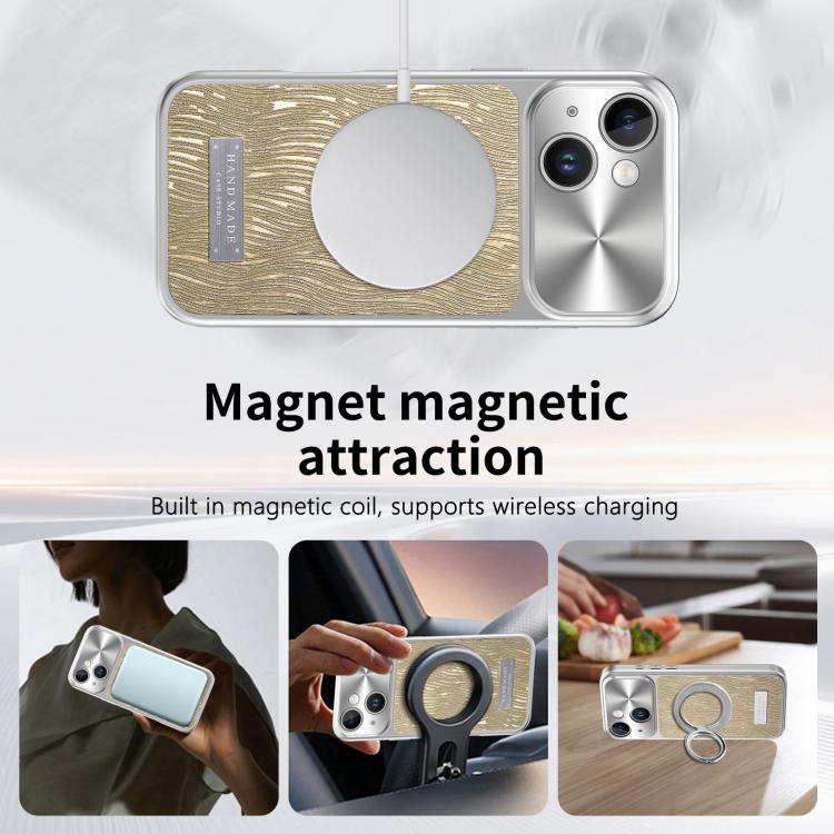 For iPhone 15 Flowing Water Ripple Magnetic Shockproof Phone Case