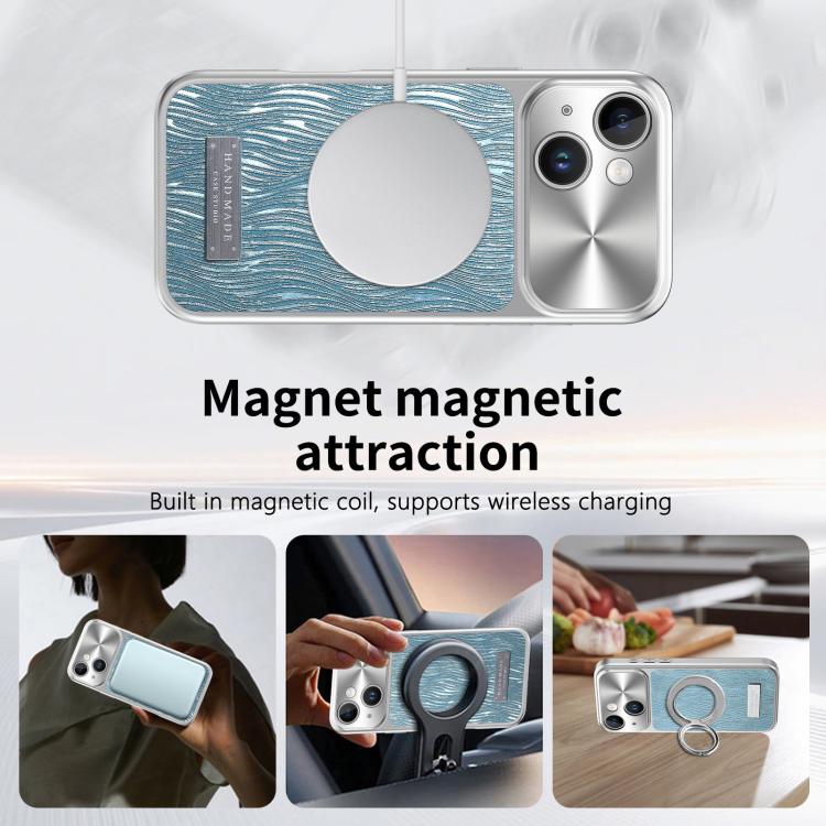 For iPhone 15 Flowing Water Ripple Magnetic Shockproof Phone Case